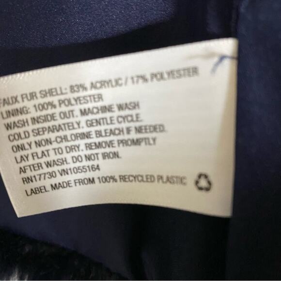 A New Day Women's Size Small Navy Blue Fuzzy Furry Open Vest - Picture 4 of 6